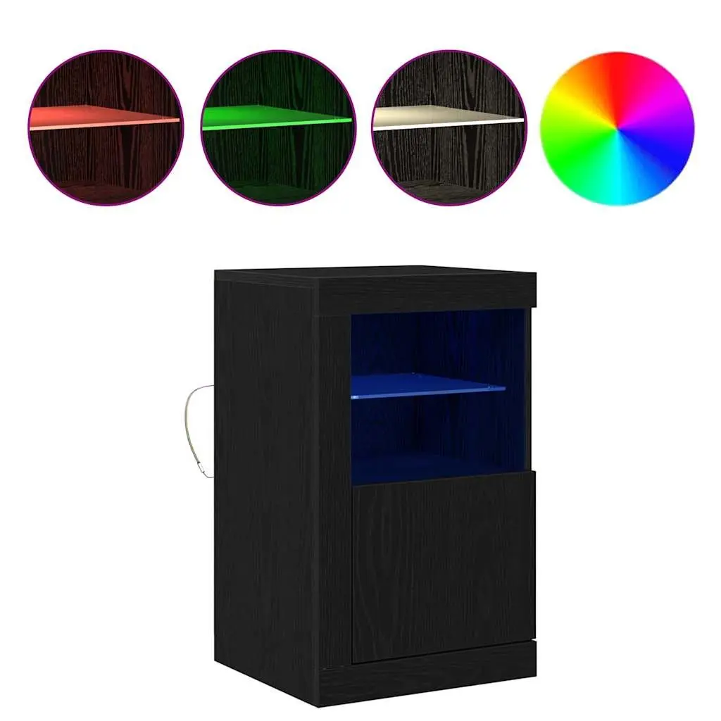 LED Sideboard Black Oak 2 pcs RGB Lights Storage Unit