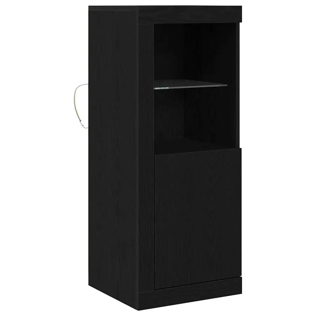 LED Sideboard Black Storage Cabinet Modern Dining Room Buffet Engineered Wood