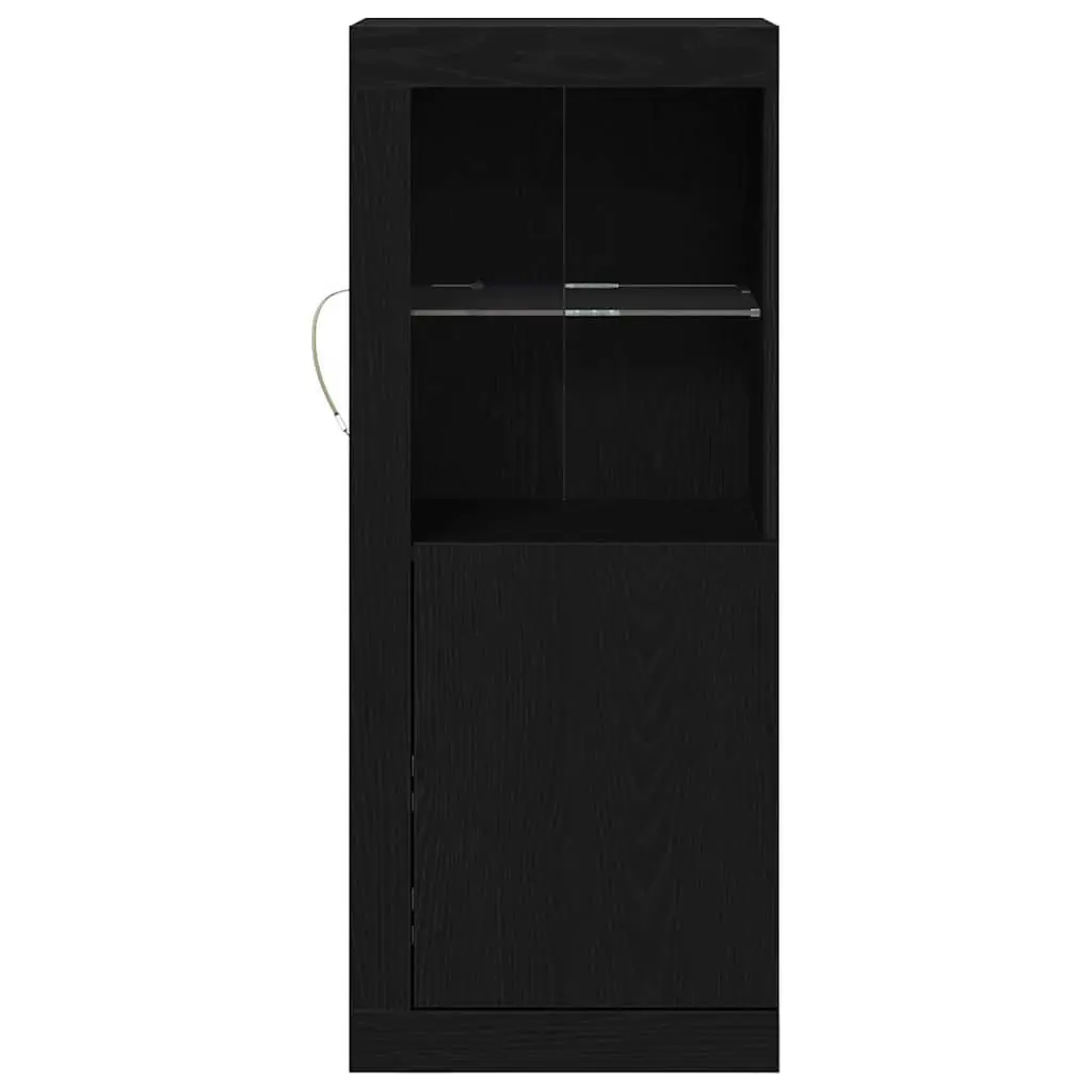 LED Sideboard Black Storage Cabinet Modern Dining Room Buffet Engineered Wood