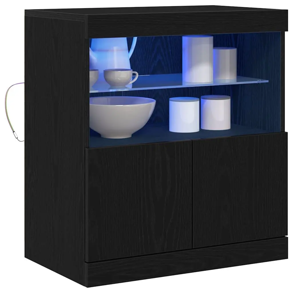 LED Sideboard Black 60.5 x 37 x 67 cm Modern Storage Cabinet with RGB Lighting