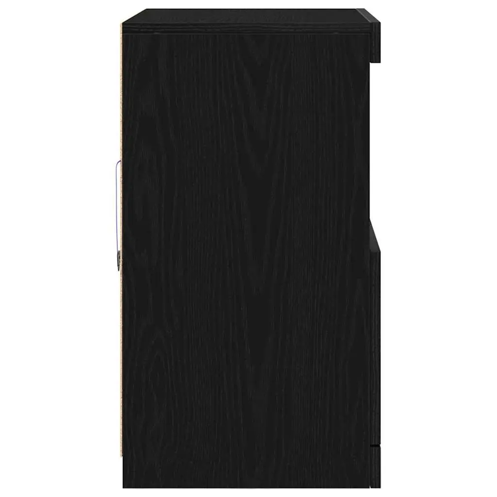 LED Sideboard Black 60.5 x 37 x 67 cm Modern Storage Cabinet with RGB Lighting
