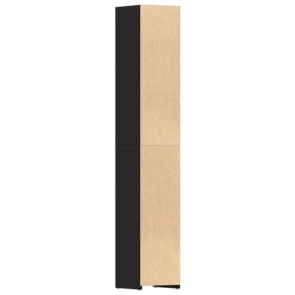 Bathroom Cabinet Black Oak Engineered Wood Tall Organizer Storage Cupboard