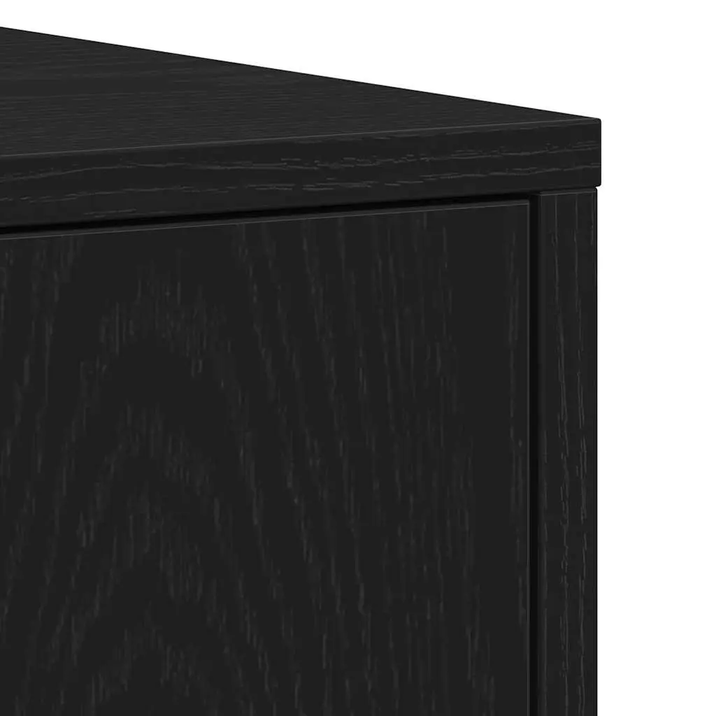 Bathroom Cabinet Black Oak Engineered Wood Tall Organizer Storage Cupboard