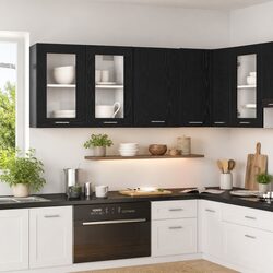 Black Oak Hanging Cabinet for Kitchen 40x31x60 cm