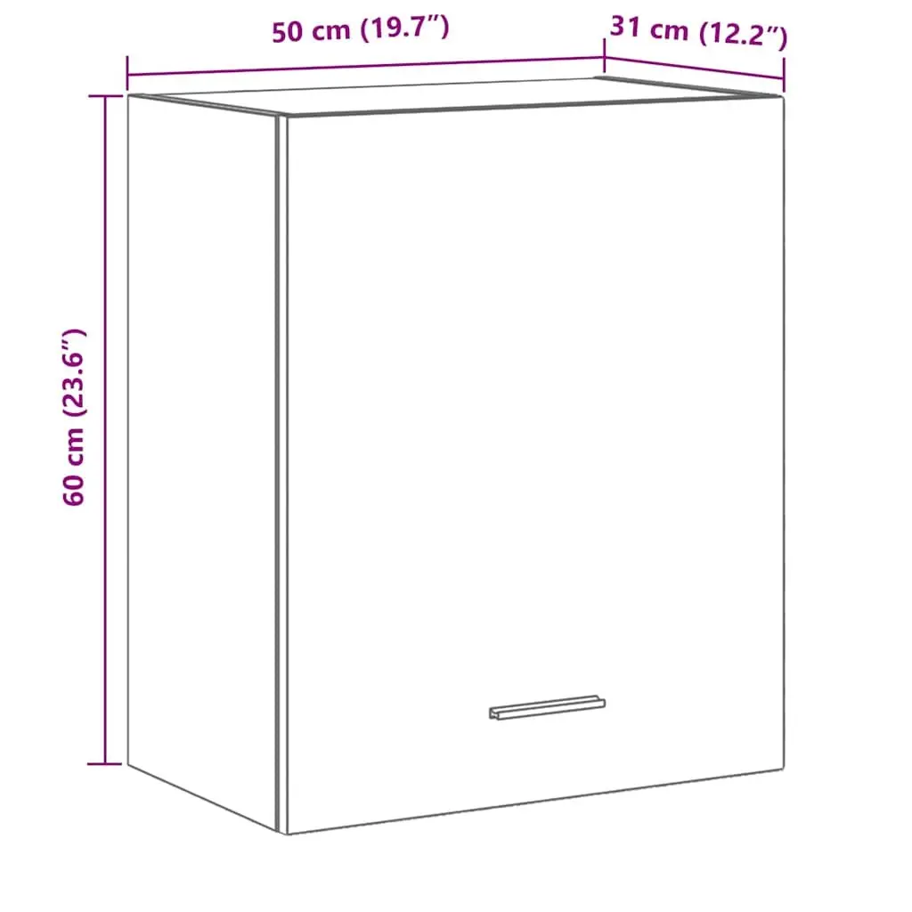 Hanging Cabinet Black Oak 50 x 31 x 60 cm Engineered Wood Modern Kitchen Storage