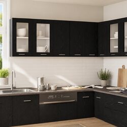 Modern Hanging Kitchen Cabinet 60x31x60cm with Black Oak Finish