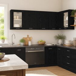 Hanging Kitchen Cabinet: Modern Black Oak 80x31x60cm