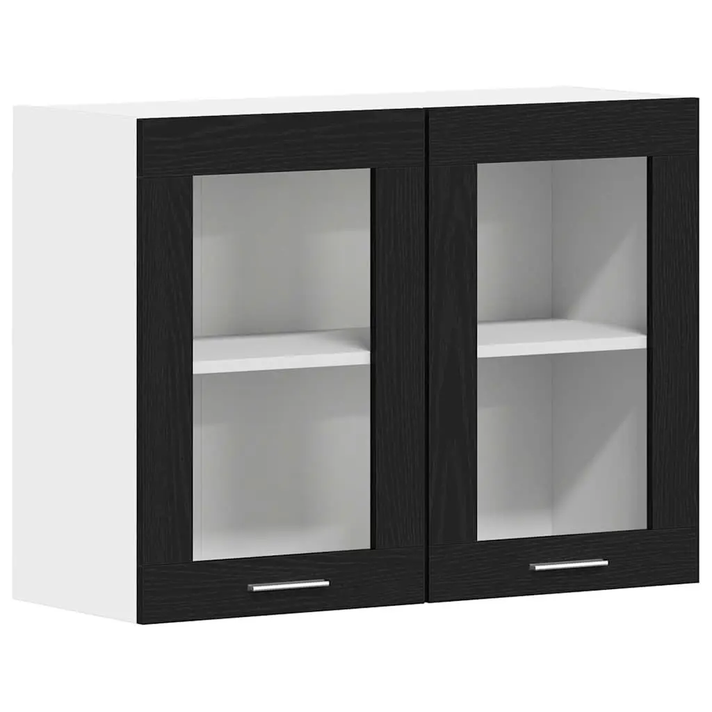 Hanging Cabinet Black Oak 80x31x60cm Modern Storage Engineered Wood