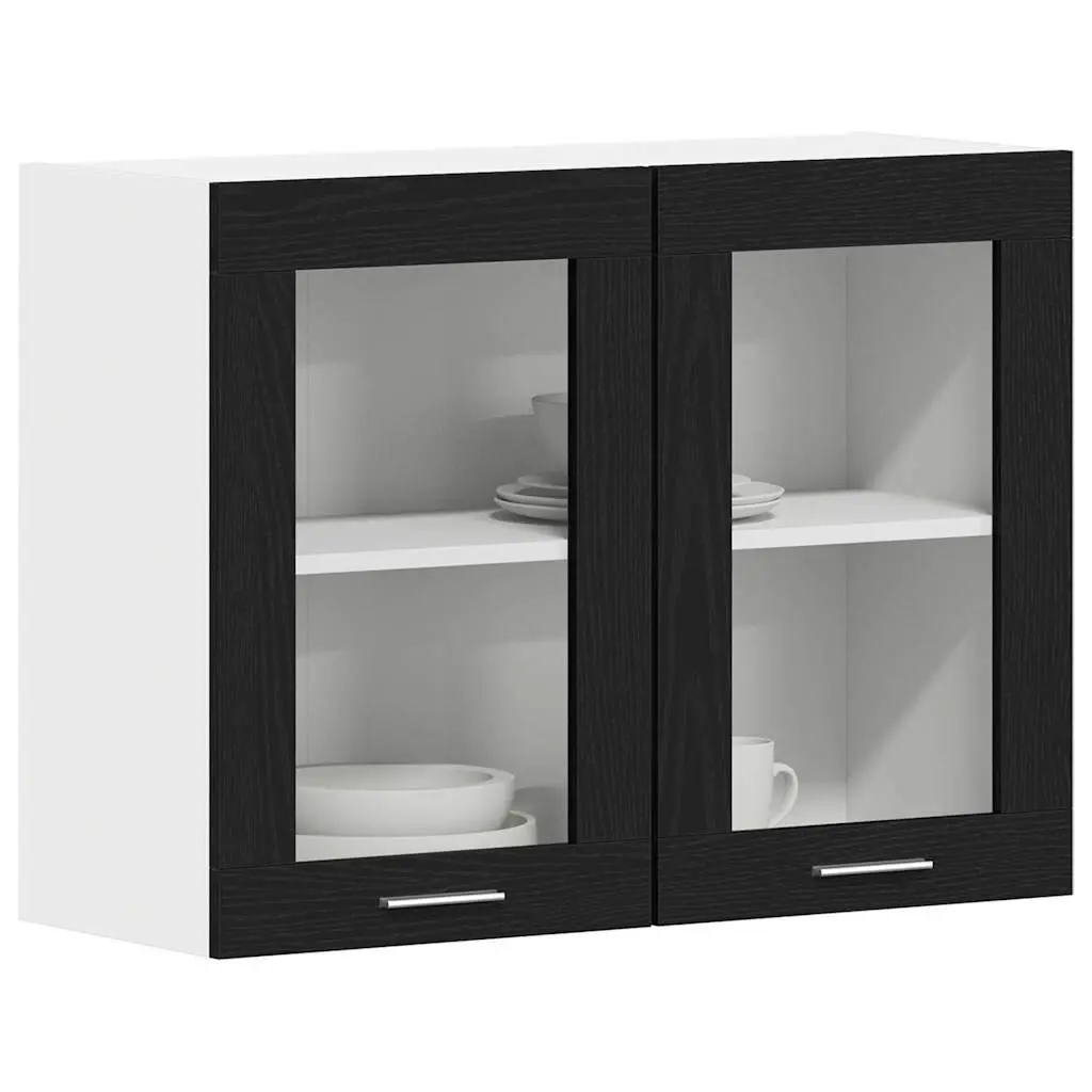Hanging Cabinet Black Oak 80x31x60cm Modern Storage Engineered Wood