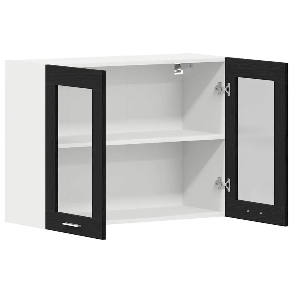 Hanging Cabinet Black Oak 80x31x60cm Modern Storage Engineered Wood
