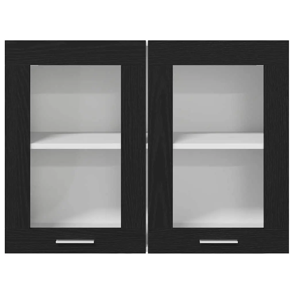 Hanging Cabinet Black Oak 80x31x60cm Modern Storage Engineered Wood