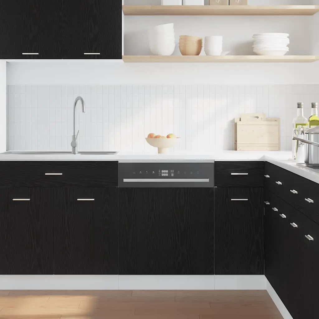 Dishwasher Panel Black Oak 60cm Kitchen Cabinet Front Cover Engineered Wood