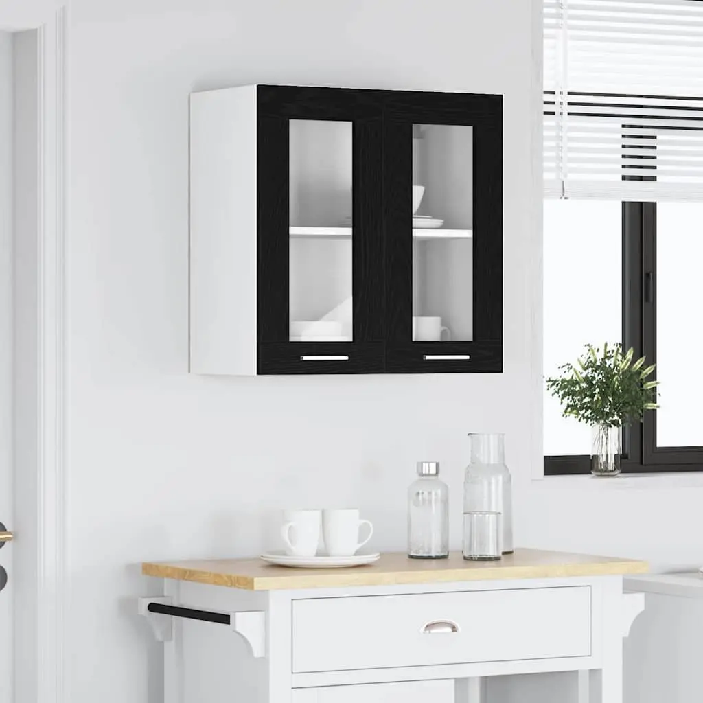 Hanging Cabinet Black Oak Engineered Wood 60x31x60cm Organiser Spacious Interior