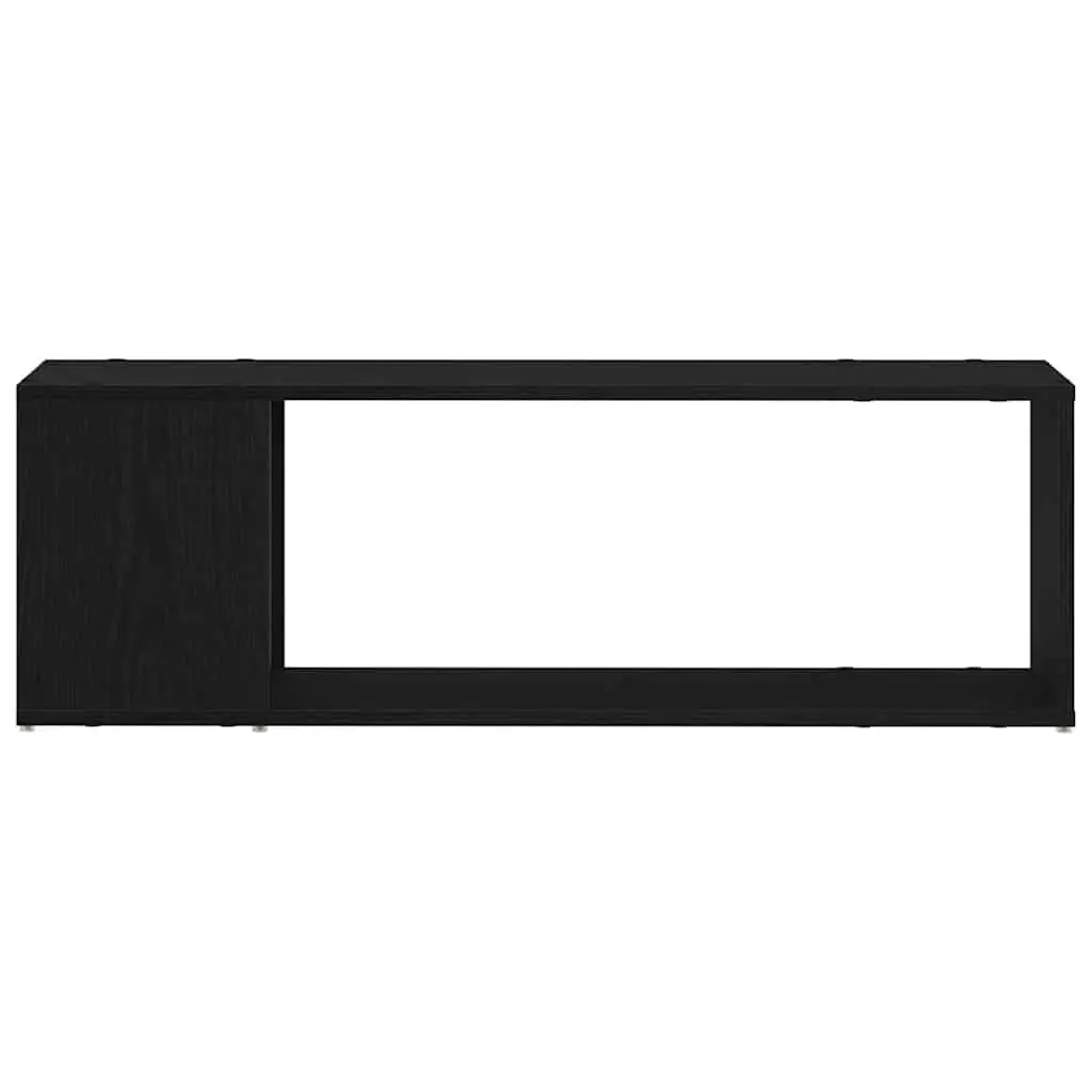 Wall-Mounted TV Cabinet Set Black Storage Shelves Living Room Entertainment Unit