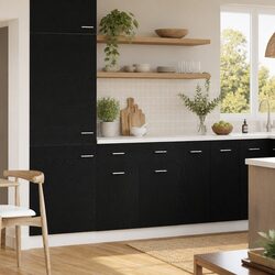 Concise and Functional Black Oak Kitchen Cabinet