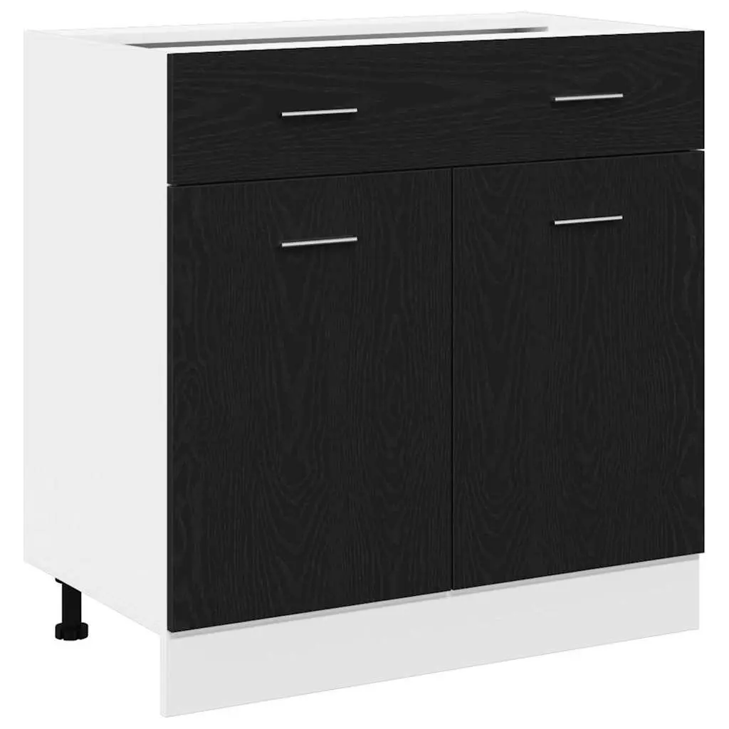 Hanging Cabinet Black 80 x 31 x 81.5 cm Modern Kitchen Storage Engineered Wood