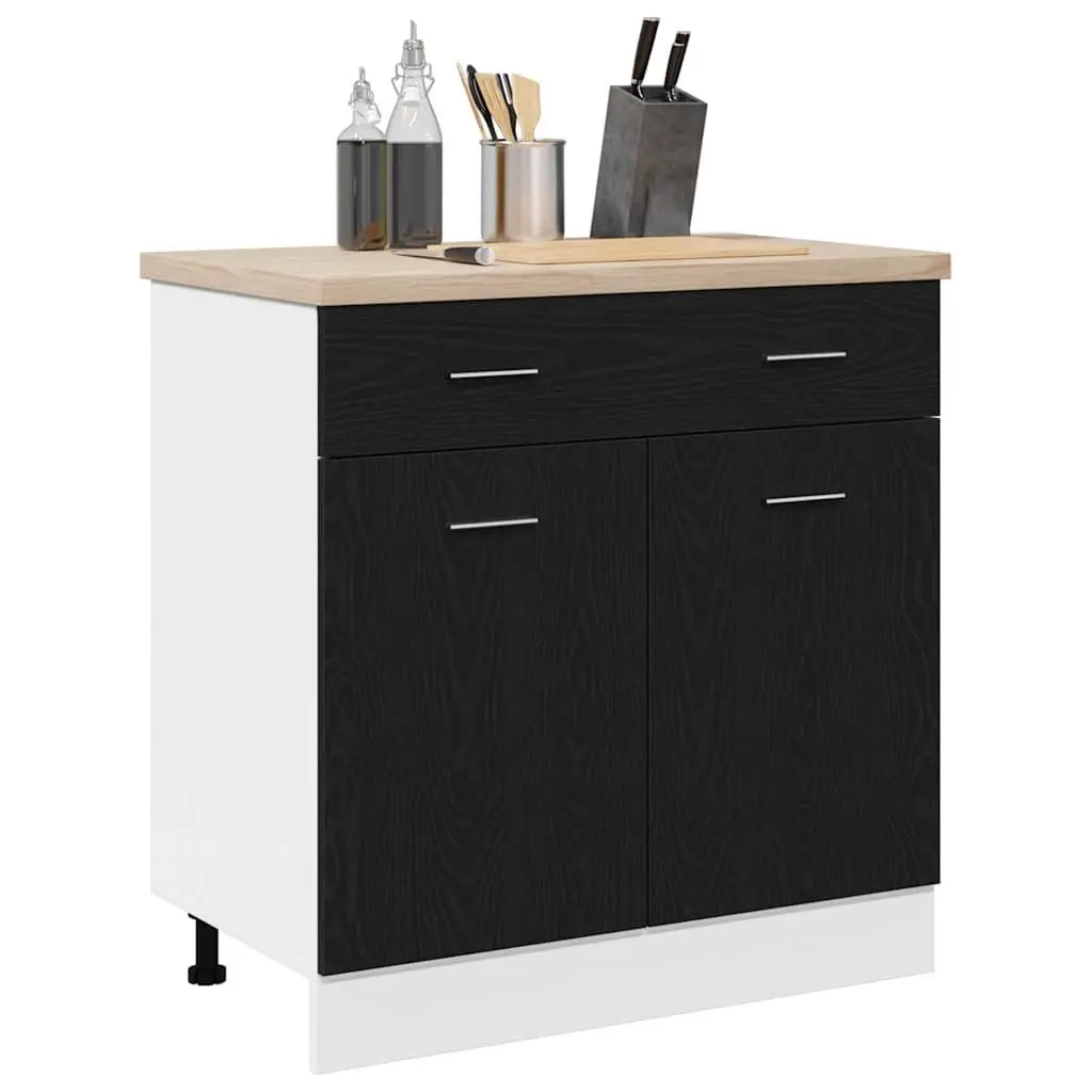 Hanging Cabinet Black 80 x 31 x 81.5 cm Modern Kitchen Storage Engineered Wood