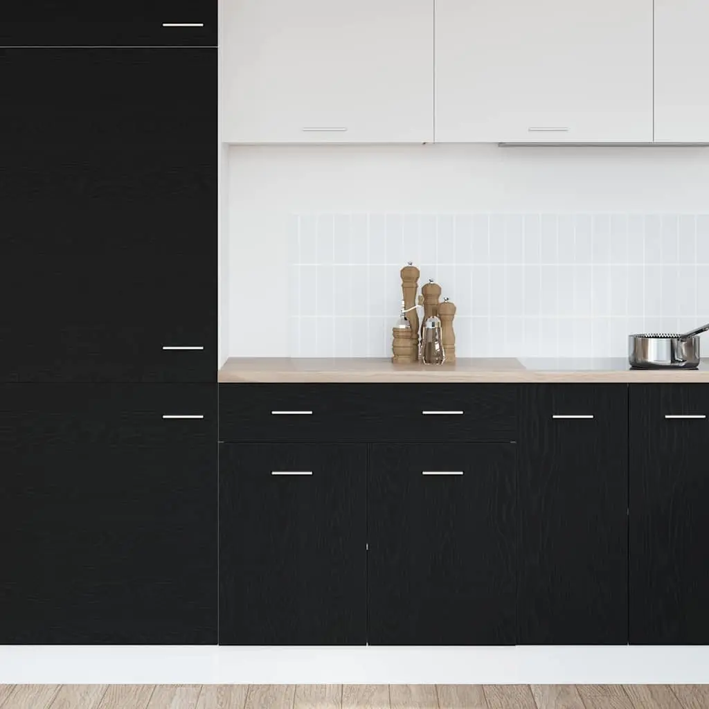 Hanging Cabinet Black 80 x 31 x 81.5 cm Modern Kitchen Storage Engineered Wood
