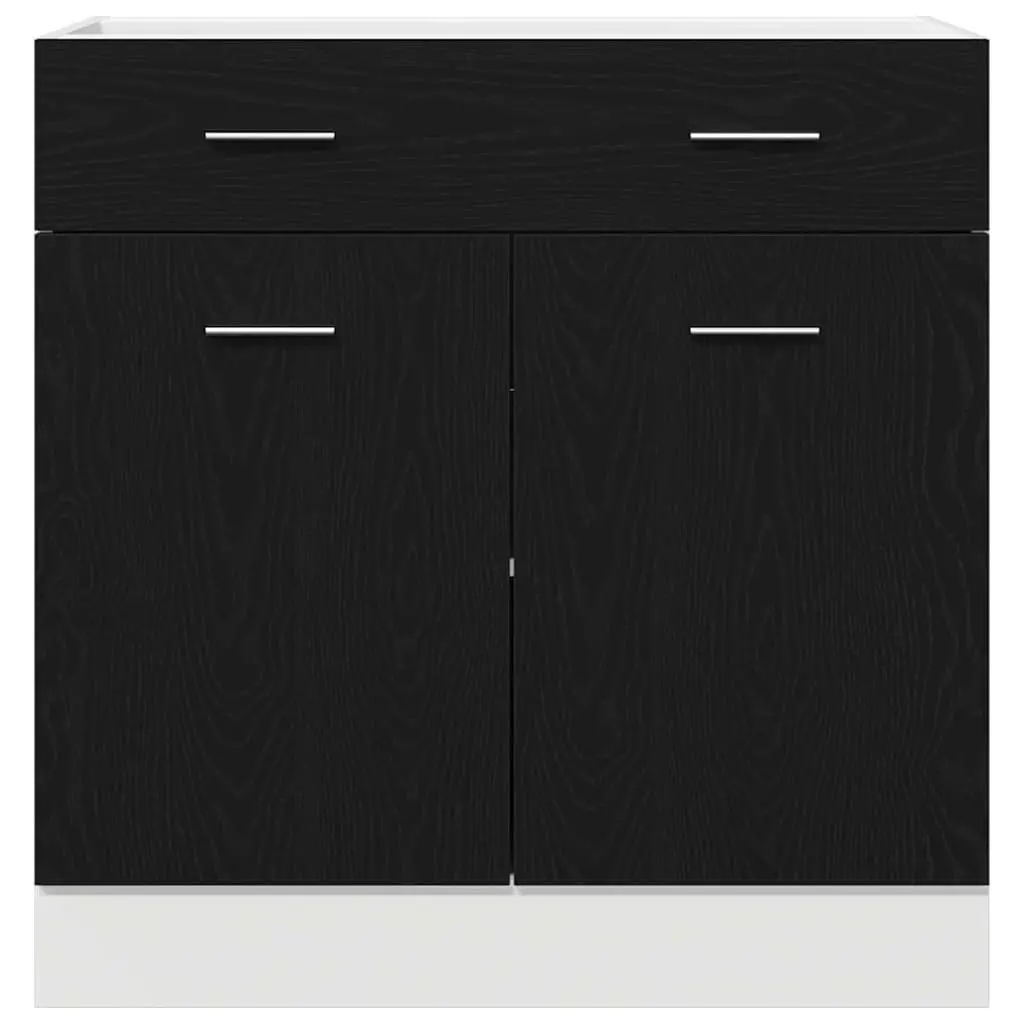 Hanging Cabinet Black 80 x 31 x 81.5 cm Modern Kitchen Storage Engineered Wood