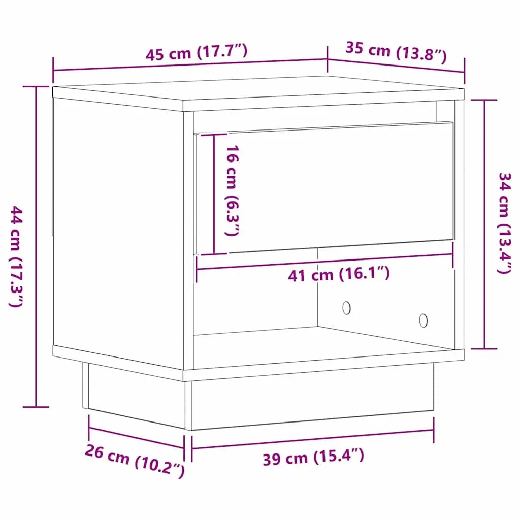 Bedside Table Brown 2 Piece Engineered Wood Nightstand Rustic Bedroom Storage