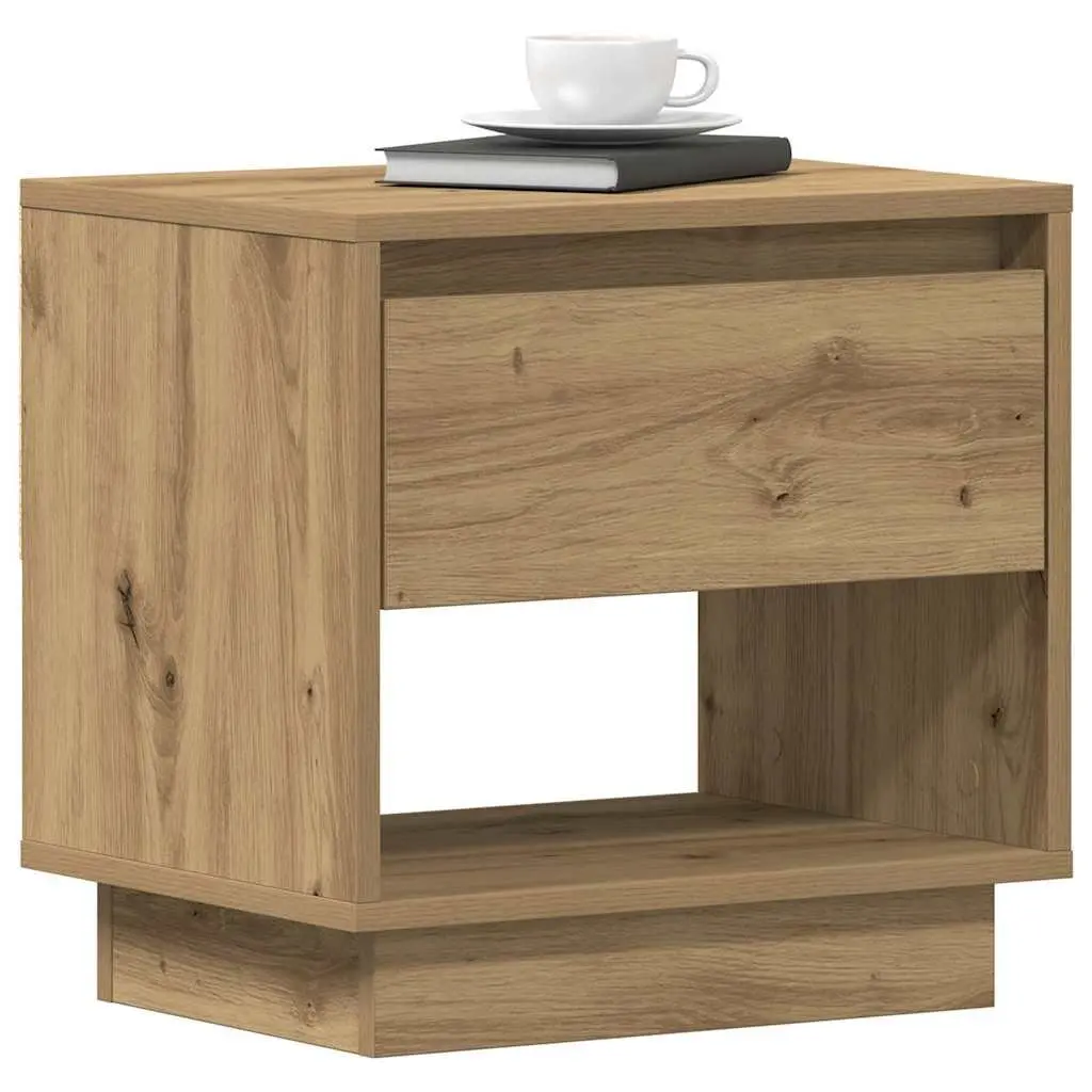 Bedside Table Brown 2 Piece Engineered Wood Nightstand Rustic Bedroom Storage