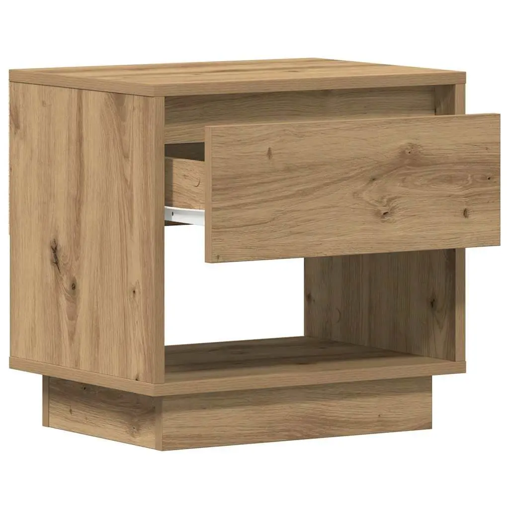Bedside Table Brown 2 Piece Engineered Wood Nightstand Rustic Bedroom Storage