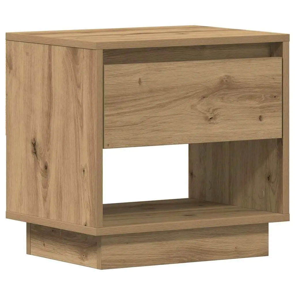Bedside Table Brown 2 Piece Engineered Wood Nightstand Rustic Bedroom Storage