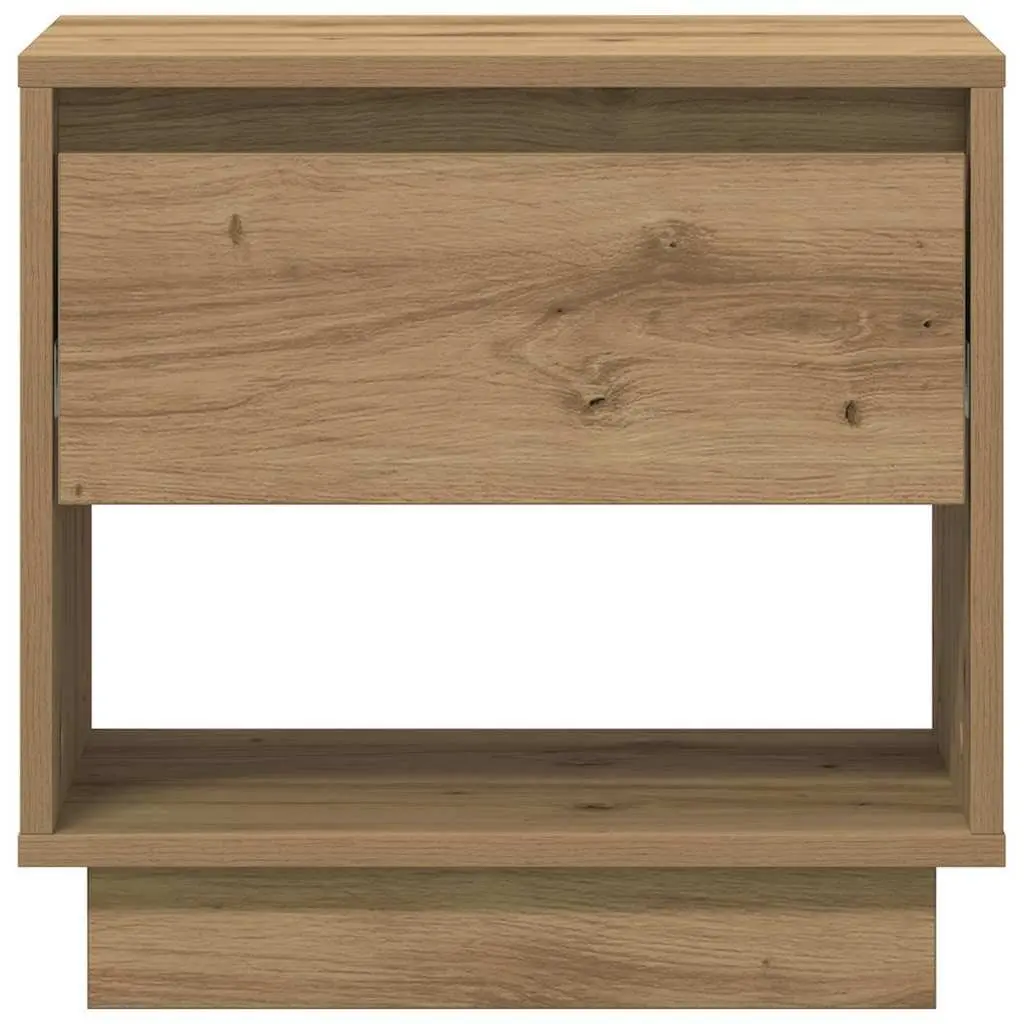Bedside Table Brown 2 Piece Engineered Wood Nightstand Rustic Bedroom Storage
