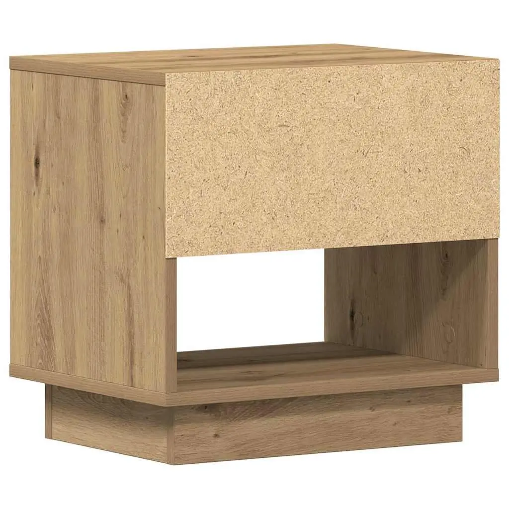 Bedside Table Brown 2 Piece Engineered Wood Nightstand Rustic Bedroom Storage