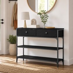 Compact Console Table with Industrial Design and Storage
