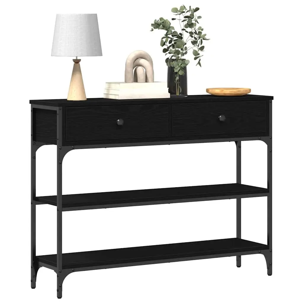 Console Table End Table Black Industrial Design Engineered Wood Steel Frame