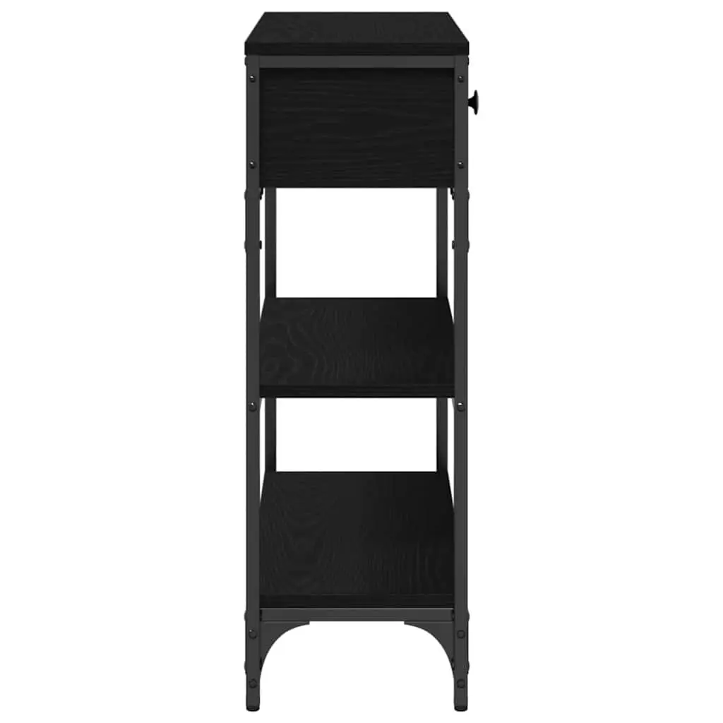 Console Table Black Engineered Wood Steel Frame Industrial Style Adjustable Levelers