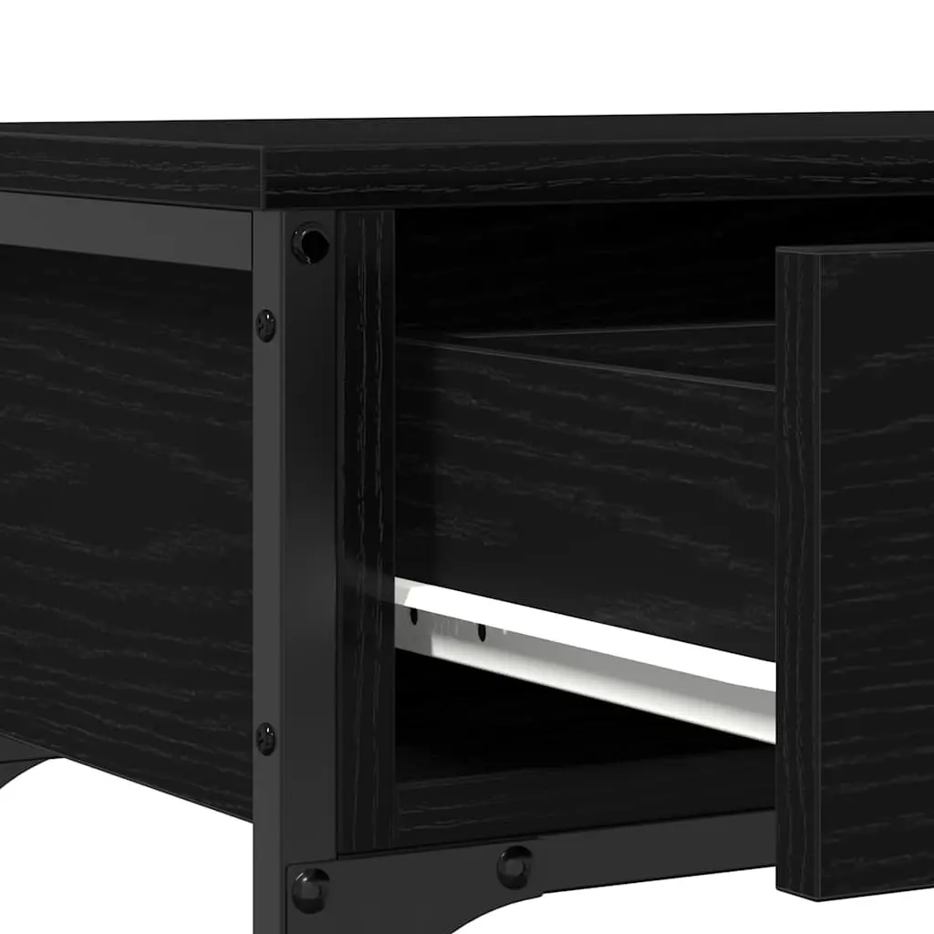 Console Table Black Engineered Wood Steel Frame Industrial Style Adjustable Levelers