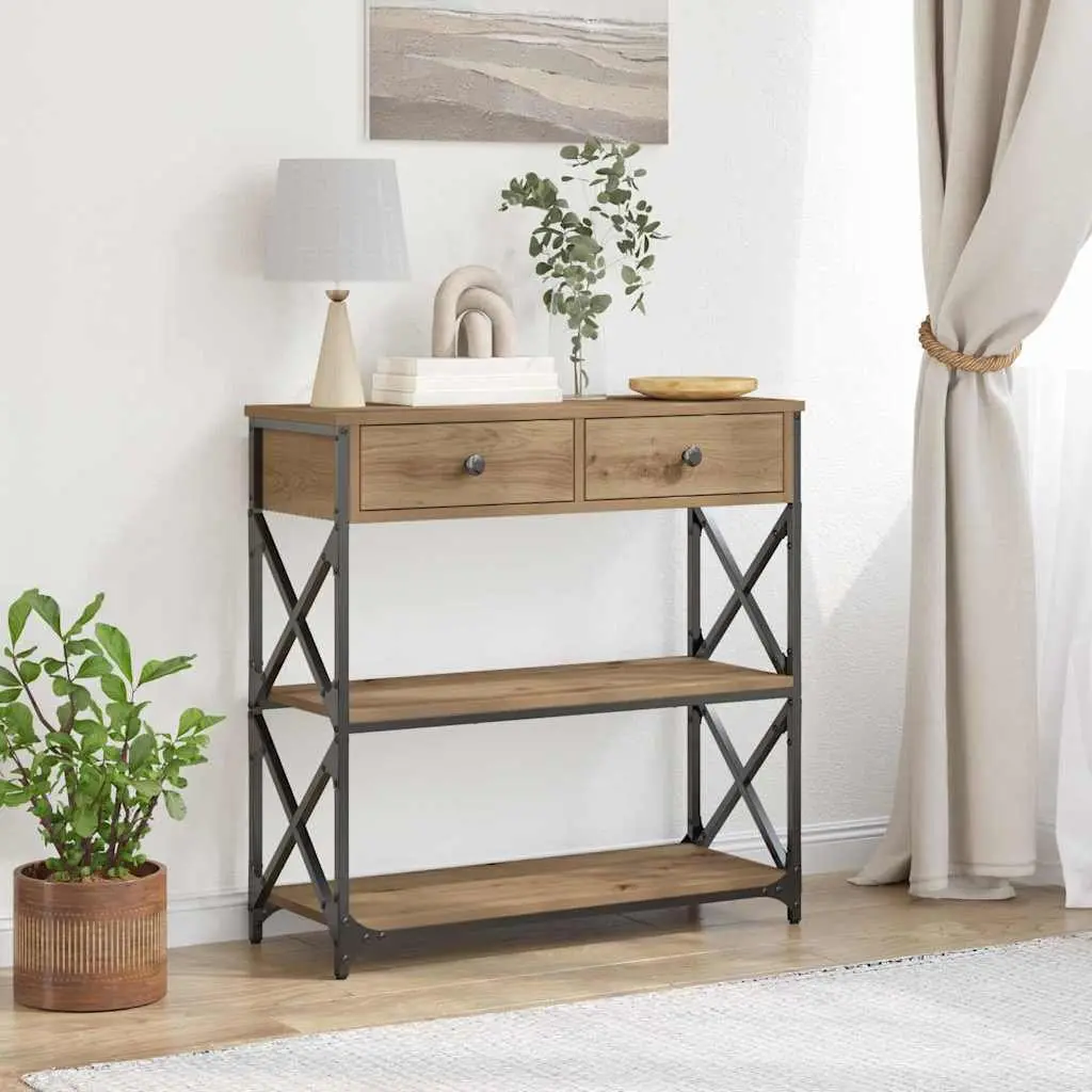 Rustic Wooden End Table Brown Storage Accent Side Table
