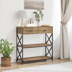 Concise Rustic Wooden End Table with Storage