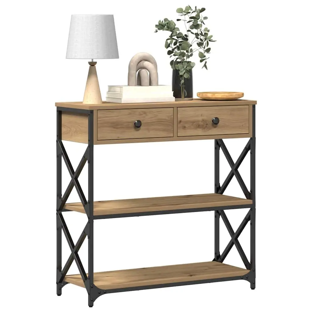 Rustic Wooden End Table Brown Storage Accent Side Table