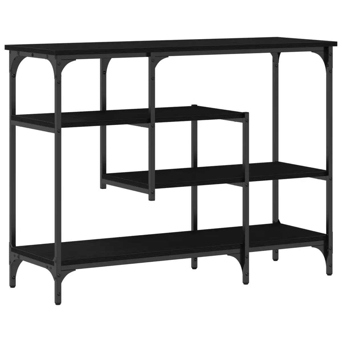 Console Table Black 100x35x75cm Industrial Style with Shelf