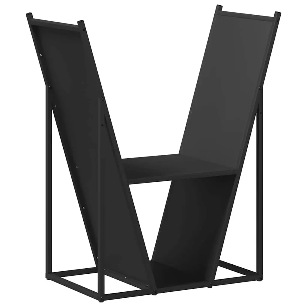 Firewood Rack Black Log Storage Holder Cold-rolled Steel Large Capacity Wood