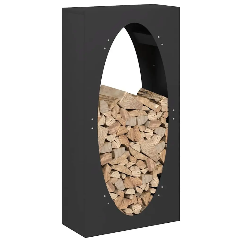 Firewood Rack Black 50x23x100 cm Log Holder Storage Stand Fireplace Wood Store