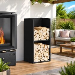 Firewood Rack Black 40x30x80 cm Log Storage Holder Cold-rolled Steel