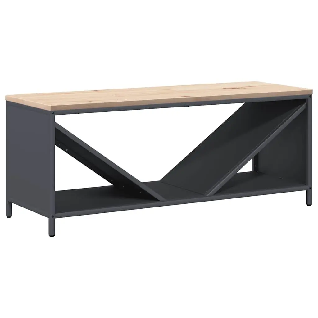 Log Rack Firewood Storage Holder with Wooden Top Anthracite Steel