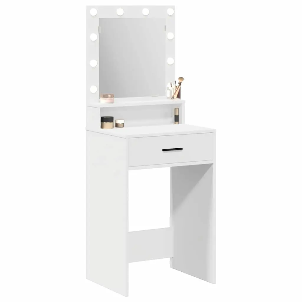 Dressing Table White 50 x 41 x 135 cm LED Mirror Lights Storage Drawers