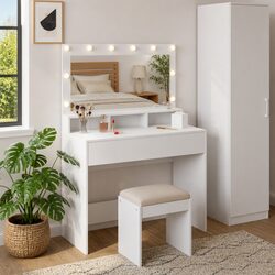 Modern Dressing Table with LED Mirror - Functional and Stylish