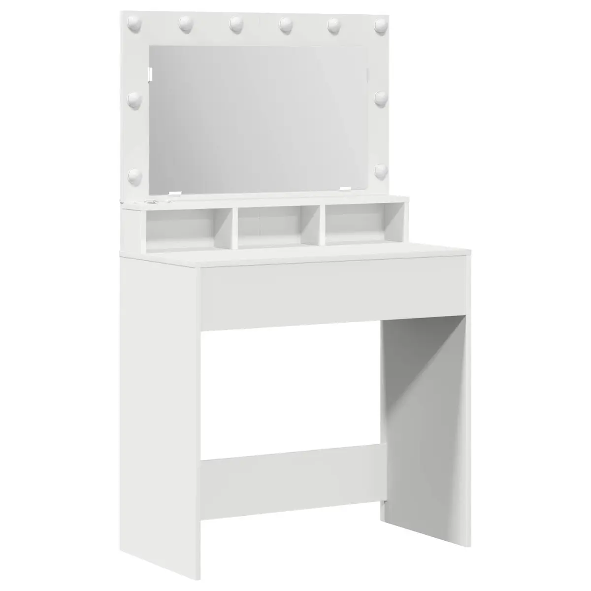 Dressing Table White 78.5 x 41 x 135 cm Integrated Mirror LED Lights Storage