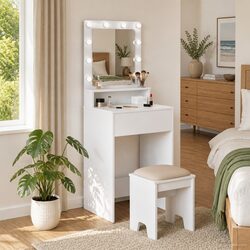 Dressing Table with LED Mirror: Simple and Effective Design