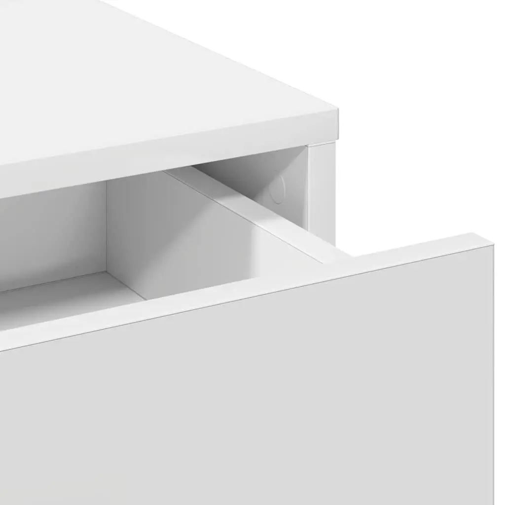Dressing Table White Engineered Wood Large Mirror Multiple Drawers Matte Finish