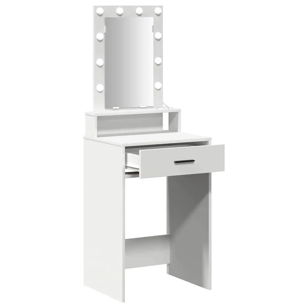 Dressing Table White 50x41x140cm Integrated Mirror with LED Lights USB Charging Drawer Storage