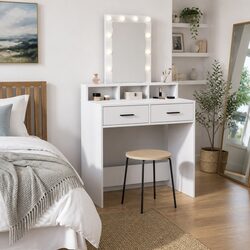 Compact and Elegant Dressing Table with LED Features