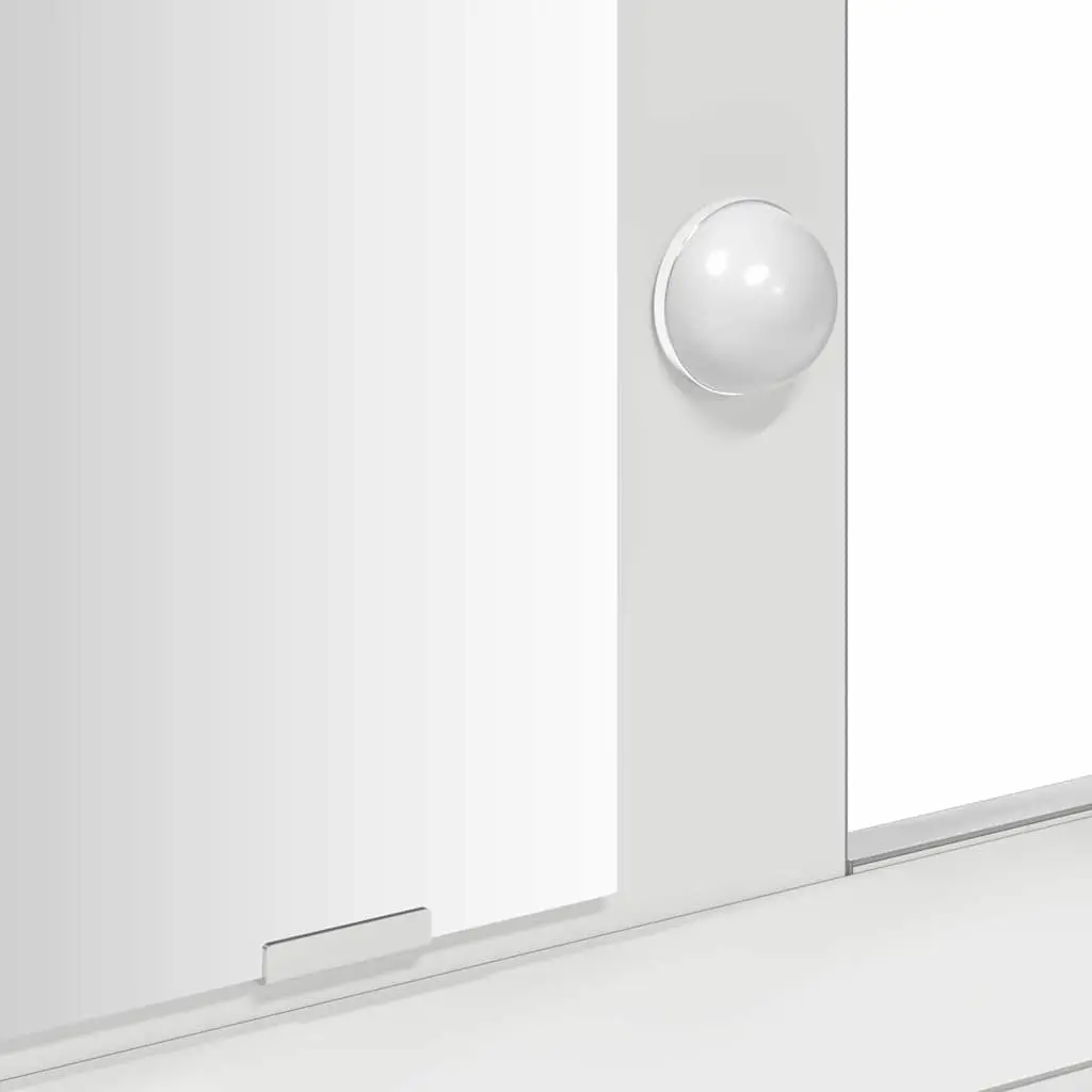 Dressing Table White Engineered Wood Integrated Mirror LED Lights Drawers Storage
