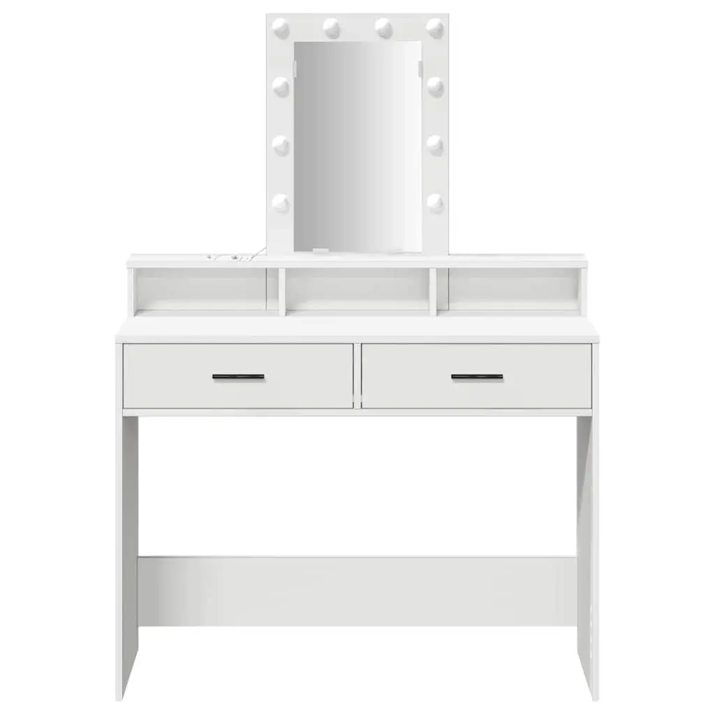Dressing Table White 100 x 41 x 140 cm LED Mirror Lights Drawers USB Charging Port